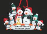 Penguin Togetherness Family of 7 Christmas Ornament with Pets Personalized by Russell Rhodes