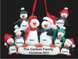 Penguin Togetherness Family of 8 Christmas Ornament Personalized by Russell Rhodes