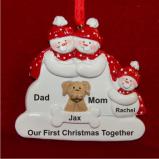 Our First Christmas as a Family plus Tan Dog Personalized Christmas Ornament Personalized by Russell Rhodes