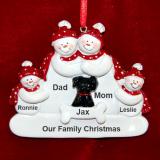 Family Christmas Ornament for 4 with Black Dog Personalized by RussellRhodes.com