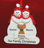 Couple with Tan Dog Christmas Ornament Personalized by Russell Rhodes