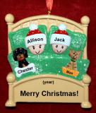 Couples Christmas Ornament Cozy & Warm for 2 with 2 Dogs, Cats, Pets Custom Add-ons Personalized by RussellRhodes.com