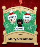 Ornament for Grandparents Cozy & Warm 2 Grandkids with 1 Dog, Cat, Pets Custom Add-ons Personalized by RussellRhodes.com
