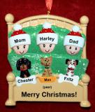 Family Christmas Ornament Cozy & Warm for 3 with 3 Dogs, Cats, Pets Custom Add-ons Personalized by RussellRhodes.com