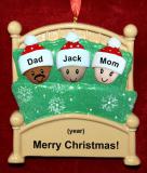 Biracial or Mixed Race Family Christmas Ornament Cozy & Warm for 3 Personalized by RussellRhodes.com