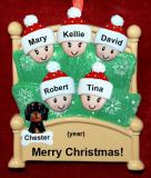 Family Christmas Ornament Cozy & Warm Just the 5 Kids with Dog, Cat, Pets Custom Add-ons Personalized by RussellRhodes.com