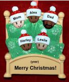 Biracial or Mixed Race Family Christmas Ornament Cozy & Warm for 5 Personalized by RussellRhodes.com