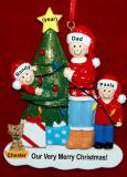 Single Dad Christmas Ornament 2 Children Decorating Our Tree with 1 Dog, Cat, Pets Custom Add-ons Personalized by RussellRhodes.com