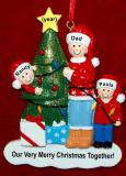 Single Dad Christmas Ornament 2 Children Decorating Our Tree Personalized by RussellRhodes.com
