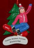 Snowboard Personalized Christmas Ornament Female Brown Hair Personalized by RussellRhodes.com