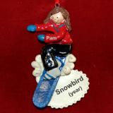 Brunette Girl Snowboarding Christmas Ornament Personalized by RussellRhodes.com
