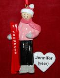 Powder Queen Snow Skiing Girl Christmas Ornament Personalized by Russell Rhodes