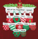 Festive Mittens for 11 Personalized Christmas Ornament Personalized by Russell Rhodes