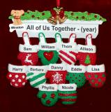 Family Christmas Ornament Festive Mittens for 11 with Pets Personalized by RussellRhodes.com