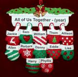 Family Christmas Ornament Festive Mittens for 12 Personalized by RussellRhodes.com
