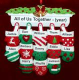 Family Christmas Ornament Festive Mittens for 13 Personalized by RussellRhodes.com