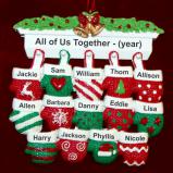 Family Christmas Ornament Festive Mittens for 14 Personalized by RussellRhodes.com