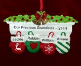Family Christmas Ornament Festive Mittens for 4 Personalized by RussellRhodes.com