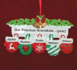 Festive Mittens Our 5 Grandkids Personalized Christmas Ornament Personalized by Russell Rhodes