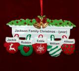 Family Christmas Ornament Festive Mittens for 5 Personalized by RussellRhodes.com