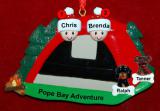 Family Camping Christmas Ornament Adventure for 2 with 2 Dogs, Cats, Pets Custom Add-ons Personalized by RussellRhodes.com