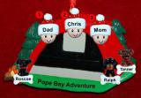 Family Camping Christmas Ornament Adventure for 3 with 3 Dogs, Cats, Pets Custom Add-ons Personalized by RussellRhodes.com