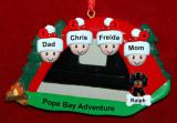 Family Camping Christmas Ornament Adventure for 4 with 1 Dog, Cat, Pets Custom Add-ons Personalized by RussellRhodes.com