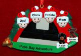 Family Camping Christmas Ornament Adventure for 4 with 2 Dogs, Cats, Pets Custom Add-ons Personalized by RussellRhodes.com