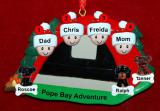 Family Camping Christmas Ornament Adventure for 4 with 3 Dogs, Cats, Pets Custom Add-ons Personalized by RussellRhodes.com