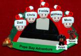 Family Camping Christmas Ornament Adventure for 5 with 2 Dogs, Cats, Pets Custom Add-ons Personalized by RussellRhodes.com