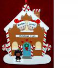 Couples Gingerbread House Christmas Ornament with 1 Dog, Cat, Pets Custom Add-ons Personalized by RussellRhodes.com