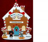 Couples Gingerbread House Christmas Ornament with 4 Dogs, Cats, Pets Custom Add-ons Personalized by RussellRhodes.com