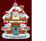 Family of 5 Gingerbread House Christmas Ornament Personalized by RussellRhodes.com