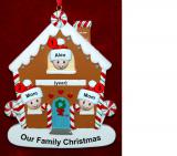 Family of 3 Gingerbread House Christmas Ornament Personalized by RussellRhodes.com