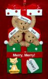 Family of 3 Christmas Ornament Hugs & Cuddles with Pets Personalized by RussellRhodes.com