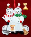 Grandparents Christmas Ornament Snow & Fun 2 Grandkids with Pets Personalized by RussellRhodes.com