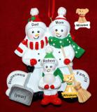 Family Christmas Ornament Snow & Fun for 3 with Pets Personalized by RussellRhodes.com