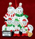 Family Christmas Ornament Snow & Fun for 5 Personalized by RussellRhodes.com