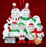 Family Christmas Ornament Snow & Fun for 6 Personalized by RussellRhodes.com
