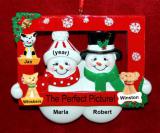 Couples Christmas Ornament Perfect Picture with 3 Dogs, Cats, Pets Custom Add-onss Personalized by RussellRhodes.com