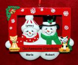 Grandparents Christmas Ornament Perfect Picture 2 Grandkids with 2 Dogs, Cats, Pets Custom Add-onss Personalized by RussellRhodes.com