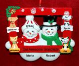 Grandparents Christmas Ornament Perfect Picture 2 Grandkids with 4 Dogs, Cats, Pets Custom Add-onss Personalized by RussellRhodes.com