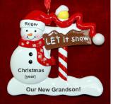 New Grandson Christmas Ornament Let it Snow Personalized by RussellRhodes.com