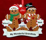 Grandparents Christmas Ornament 2 Grandkids Gingerbread Fun with Dogs, Cats, Pets Custom Add-ons Personalized by RussellRhodes.com