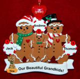Grandparents Christmas Ornament 3 Grandkids Gingerbread Fun with Dogs, Cats, Pets Custom Add-ons Personalized by RussellRhodes.com