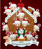 Grandparents Christmas Ornament Gingerbread Joy 10 Grandkids with 3 Dogs, Cats, Pets Custom Add-ons Personalized by RussellRhodes.com