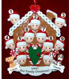 Group or Family Christmas Ornament Gingerbread Joy for 11 with 2 Dogs, Cats, Pets Custom Add-ons Personalized by RussellRhodes.com