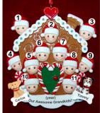 Grandparents Christmas Ornament Gingerbread Joy 11 Grandkids with 2 Dogs, Cats, Pets Custom Add-ons Personalized by RussellRhodes.com