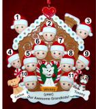 Grandparents Christmas Ornament Gingerbread Joy 11 Grandkids with 3 Dogs, Cats, Pets Custom Add-ons Personalized by RussellRhodes.com
