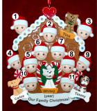 Group or Family Christmas Ornament Gingerbread Joy for 11 with 4 Dogs, Cats, Pets Custom Add-ons Personalized by RussellRhodes.com